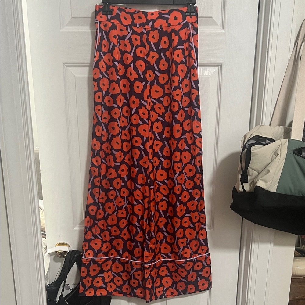 Anthropologie Wide Leg Satin Trousers